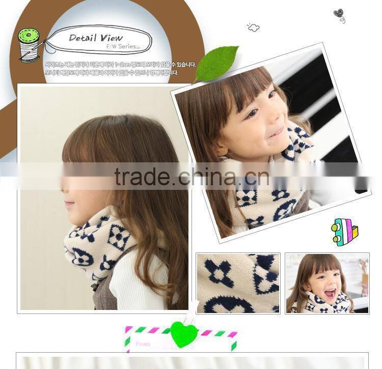 2014 Winter New Flower Pattern Baby Kids Knitted Circle Scarf