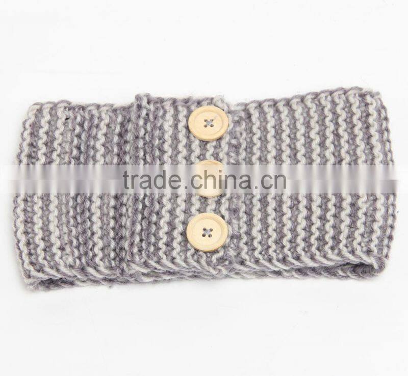 Wholesale Fashion Newest Crochet Patterns Girls Hair Accessories Button Knitted Headband