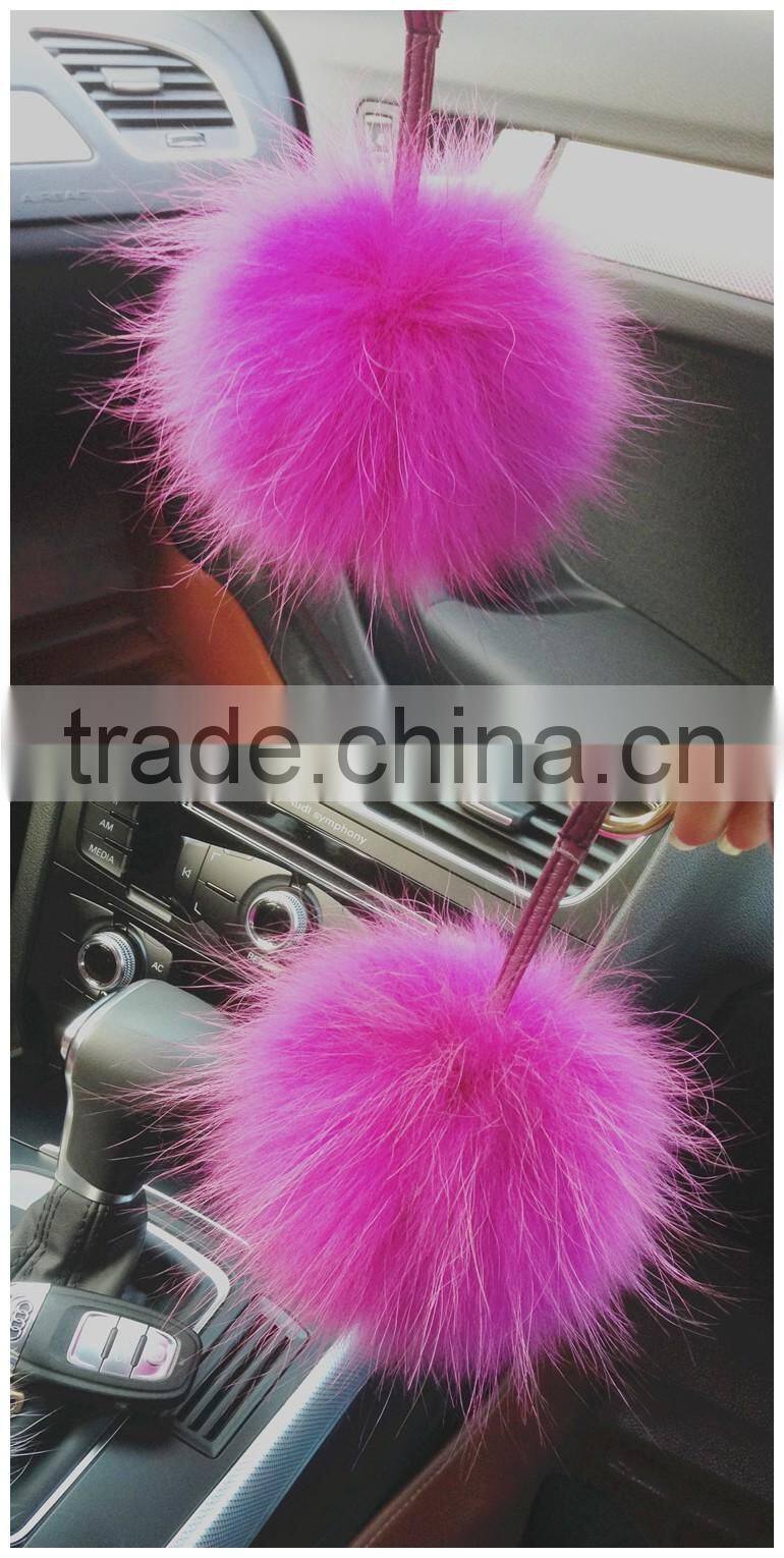 Fashion Popular Ladies Fur Ball Key Chain 100% Real Racoon Fur Keychains