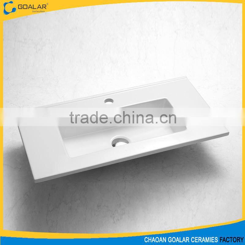 Made in China elegant white rectangular ceramic wash basin