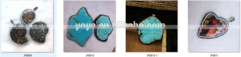 JF6902 Hot Crystal Pave Sparkly Geode Agate Druse Druzy Pendants