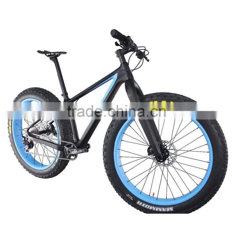 2016 Popular new blue painting carbon fat bike complete fatbike carbon bikes 26x4.0 Tire Shima XT M8000 groupset