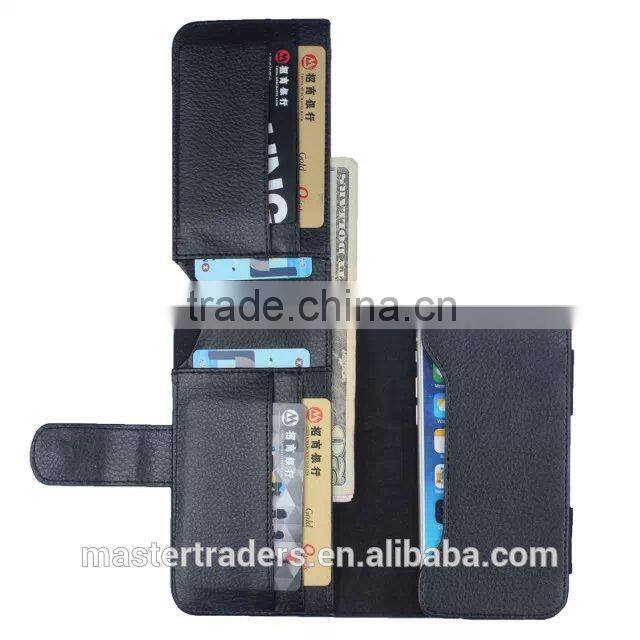 Cheap Multi Function Litchi Grain Stand Wallet PU Leather Case With Card Slot And PC Back Cover For 5 Inch Mobile Phone MT-3681