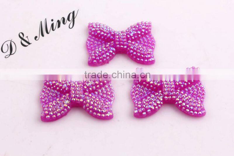 21x28MM Yellow AB Color Custom Color Accept Retail Sale High Quality Resin Rhinestone Bow Beads for Necklace Jewelry