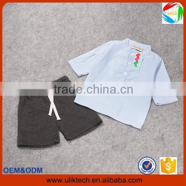 Factory new arrival 2016 summer child clothes for 2 pieces fashion baby boy clothing set wholesale kids clothes (ulik-SC079)