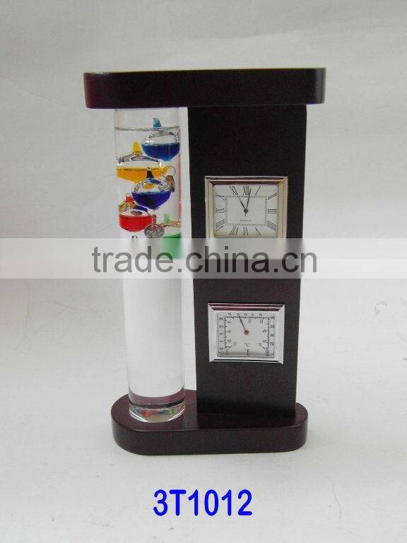 GALILEO THERMOMETER WITH BLUE WOODEN FRAME