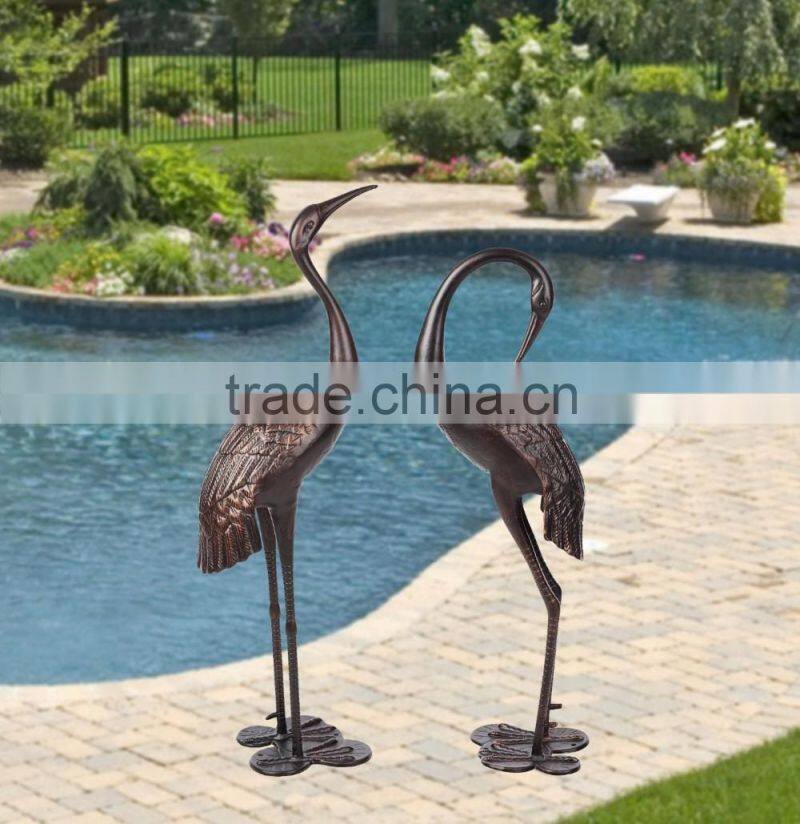 43 Inch Sculptured Cranes in Bronze Finish
