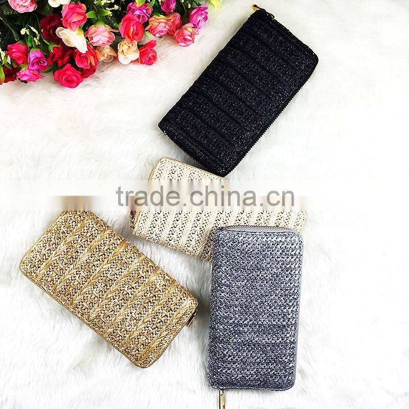 High Quality Long New Fashion Mix Colors Women PU Linen Cluth Wallet Famous Brand Designer Bag Purse Wallet