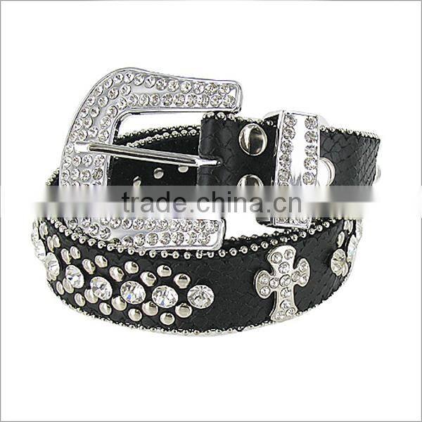 Rhinestone Cross Fashion Leather Belt
