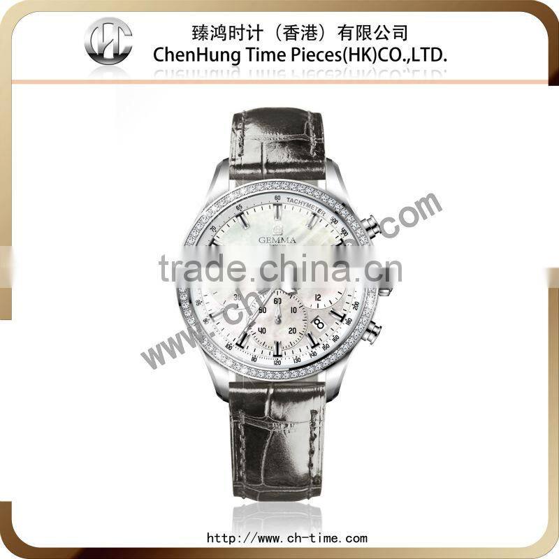 Elegance ladies bracelet genuine leather wrist watch for girls diamante watch diamond quartz geneva swiss factory