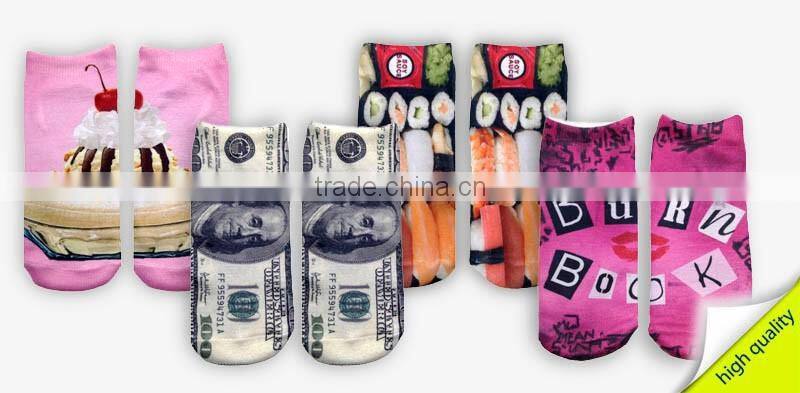 fashion teenagers footwear high quality 3d digital full print colorful ankle socks sports unisex custom hot sale stretch spandex