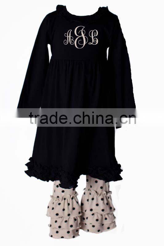 Children polka dot printed black white dots tee for baby girls polka dot blouses pant set