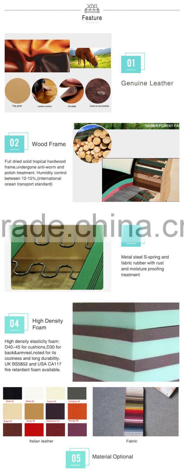 2016 King size B843 stylish leather bed with TV in footboard