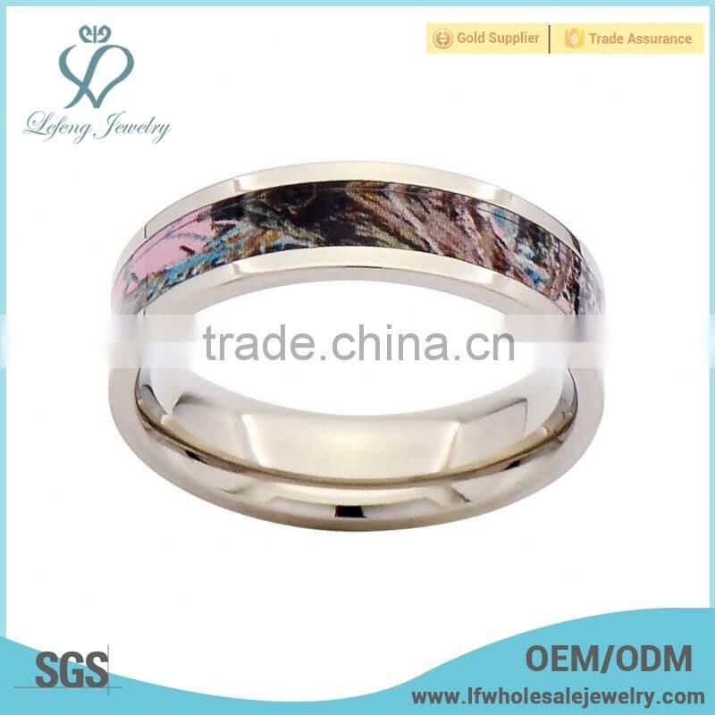 Cheap pink camo titanium wedding band for men