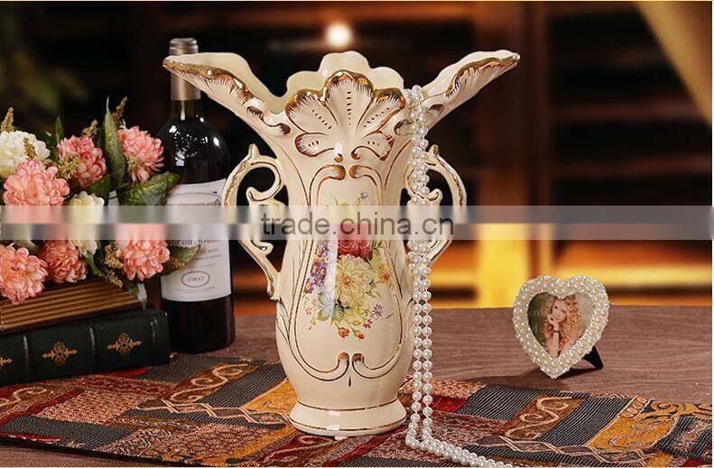 European style ceramic vase with flower pattern for hotel deco