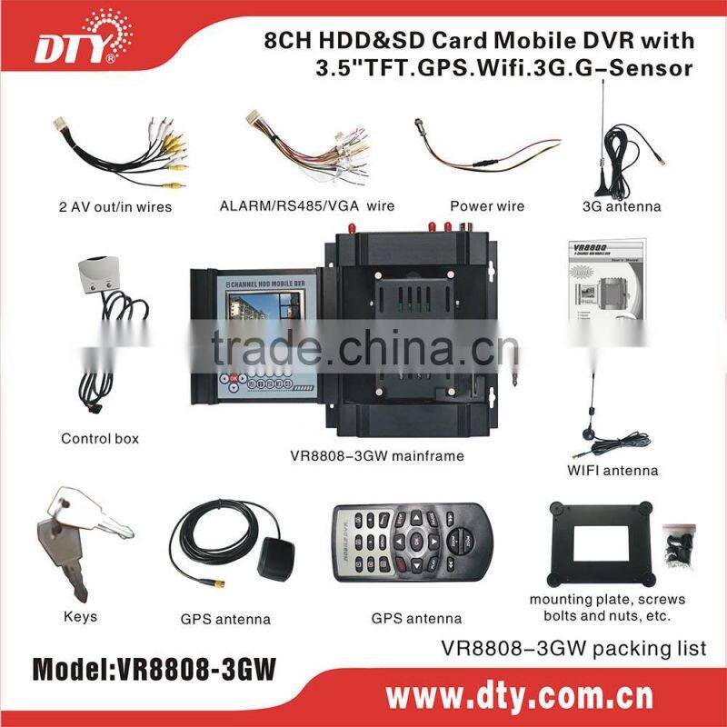 VR8808-3GW 8 channel remote access mobile dvr client software monitoring