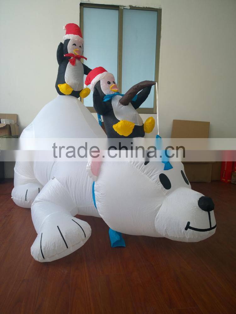 DJ-XT-48 Illuninate Inflatable Polar Bear with Fishing Penguins Outdoor Christmas Display