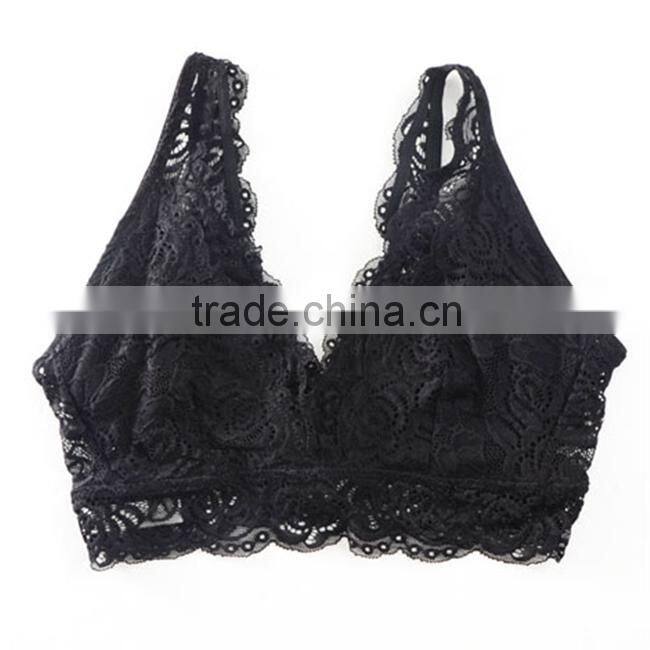 Wholesale High Quality No Rims Thin Lining Black Lace Bra
