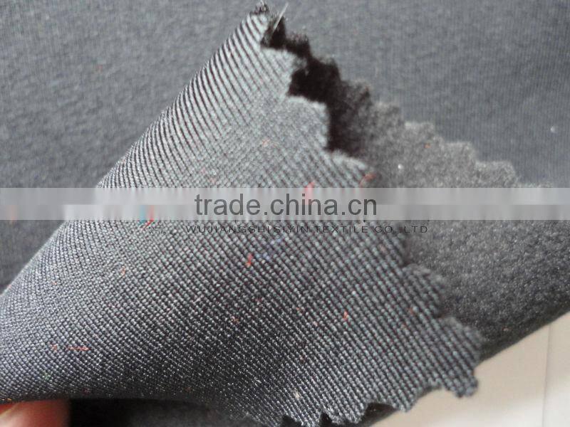 black knitted fabric bonded polar fleece soft shell fabric