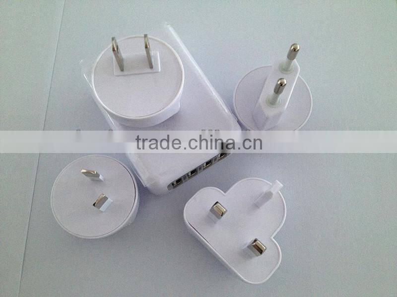Universal USB travel power adapter charger 4 port AC /DC Switching power adapter for Smartphone , Android phones