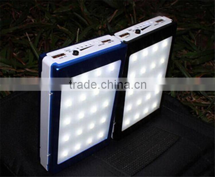 High quality Universal solar power 6000mah usb power bank with led light