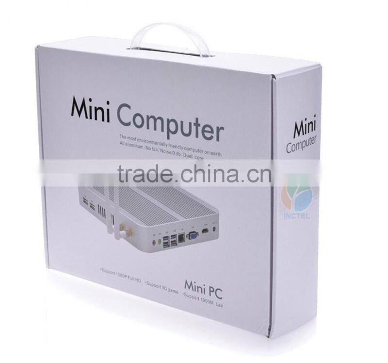 Intel Celeron dual core C1037U 1.8GHz new style laptop pc dual lan mini pc 4G RAM 64G SSD 500G HDD