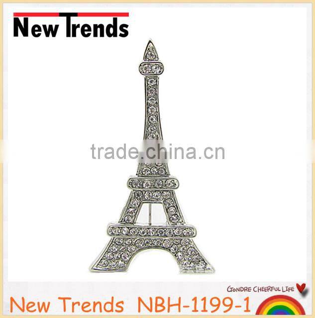 Newest fashion rhinestone Eiffel tower brooch jewelry