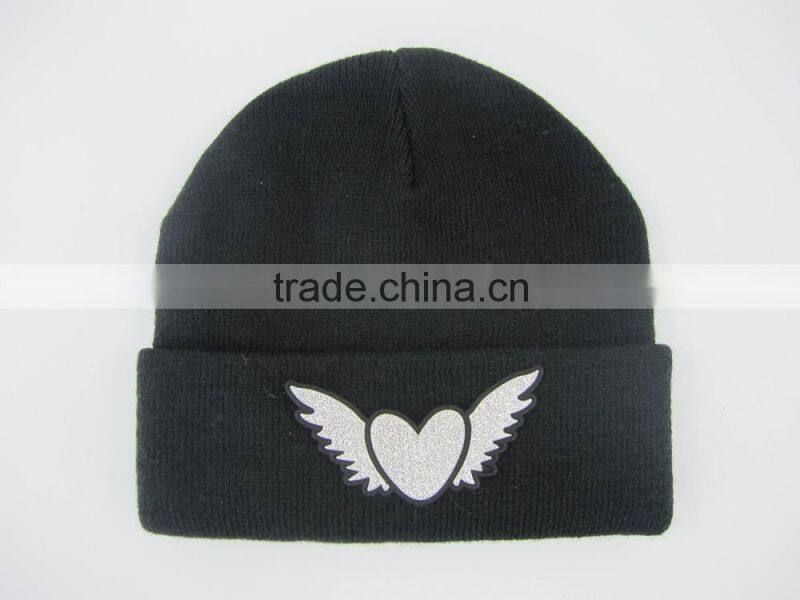 Cheap custom knitted acrylic hat design your own winter hat