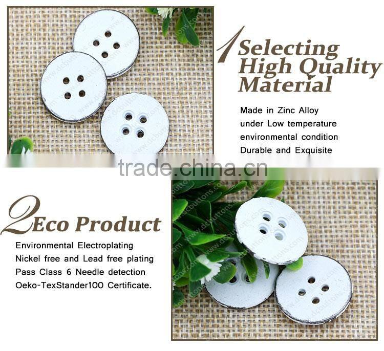 White Color Paint Metal Sewing Button,4 Hole Button for Jean Shirt