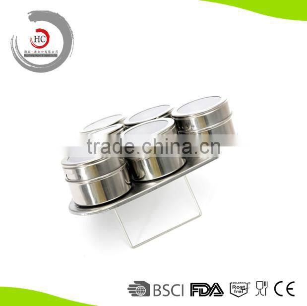 Stainless steel magnetic spice container magnetic spice jar magnetic spice rack with triangle board HC-MS33