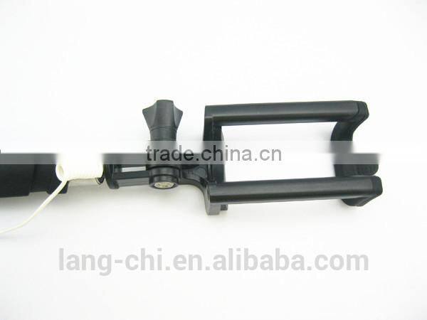 Super mini stainless selfie stick with foldable shape clip/Wire