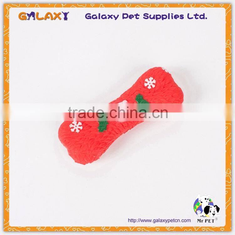 VT7101 Merry Christmas gift New vinyl pet toys, funny colorful squeaky rubber bone for dogs