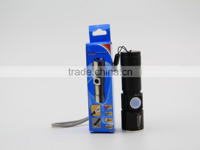 C92 Build in Battery Zoomable Led Rechargeable Flashlight mini usb charging flashlight
