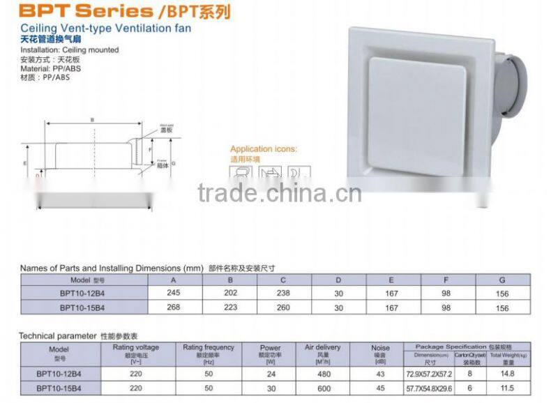 High air volume Electric Ceiling Vent-type ventilation fan