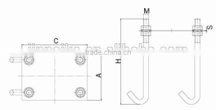 4 hooks with metal plate for carriage wheel bottom fastening plate with hook