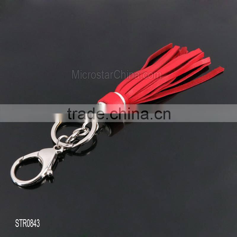 10-12cm Custom Genuine Leather Tassel bag charm chain Gold Silver Choose one