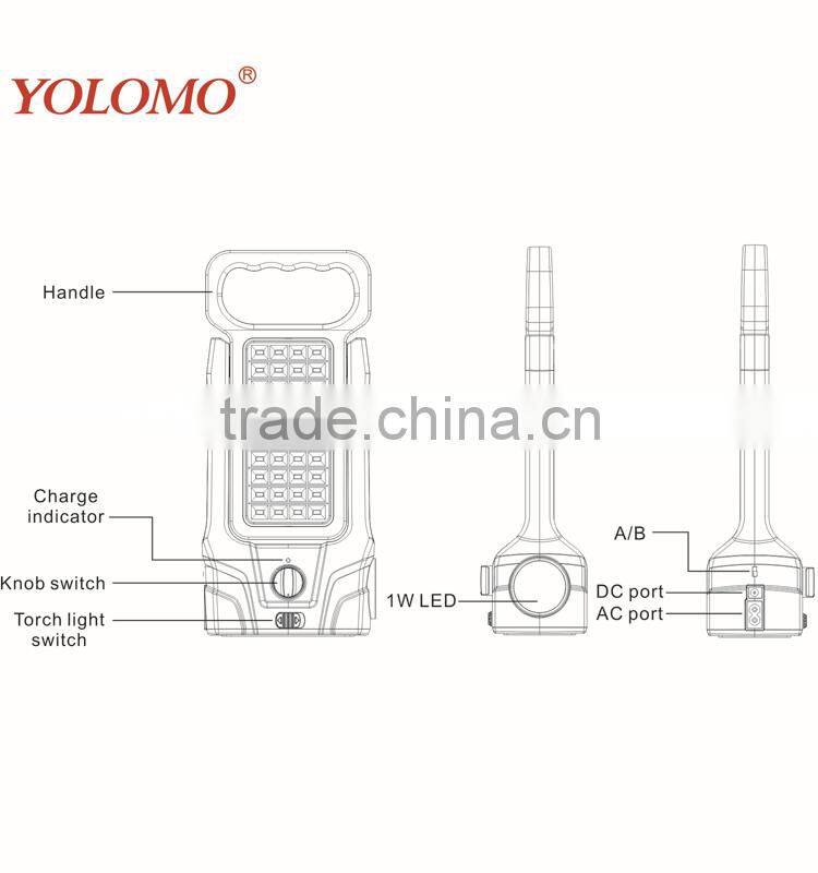Solar interface rechargeable led emergency light with torch