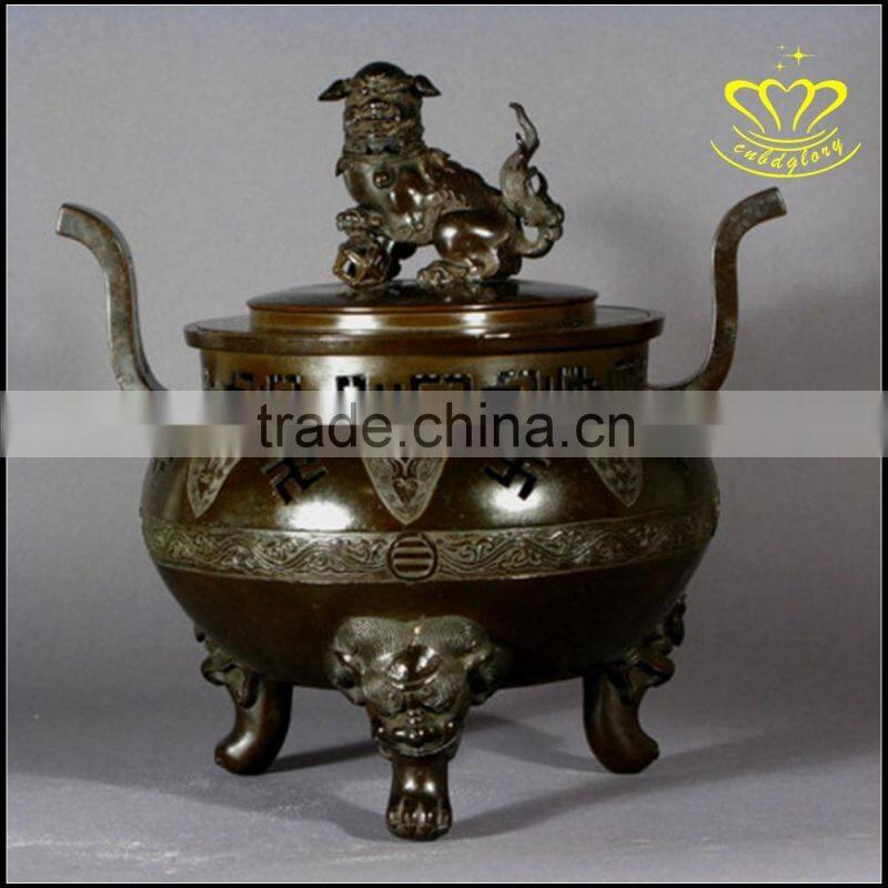 The bronze censer Temple round rectangle copper incense burner