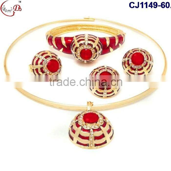 CJ1149-(53-57) 2016 fashion jewelry gold plating with rhinestone jewelry crystal fashion jewelry set