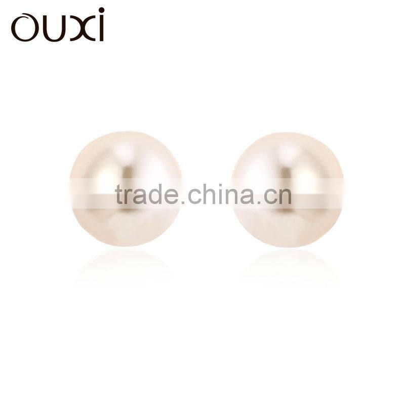 OUXI fashionable white pearl earring for women 20485