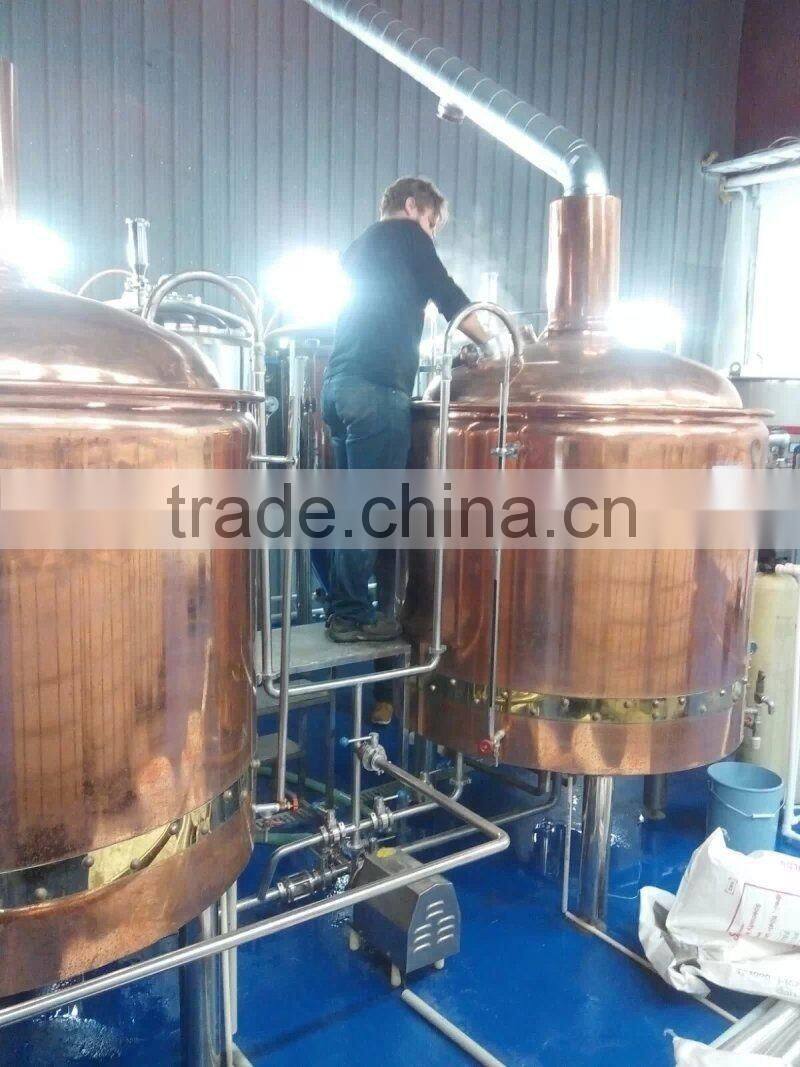 copper beer brewing equipment with CE TUV OEM produce, beer brewing 4bbl 5bbl 7bbl per batch