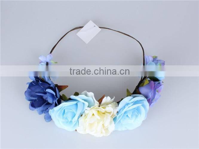 charming flowers elastic headbands,artificial flower crown hair jewelry accessories