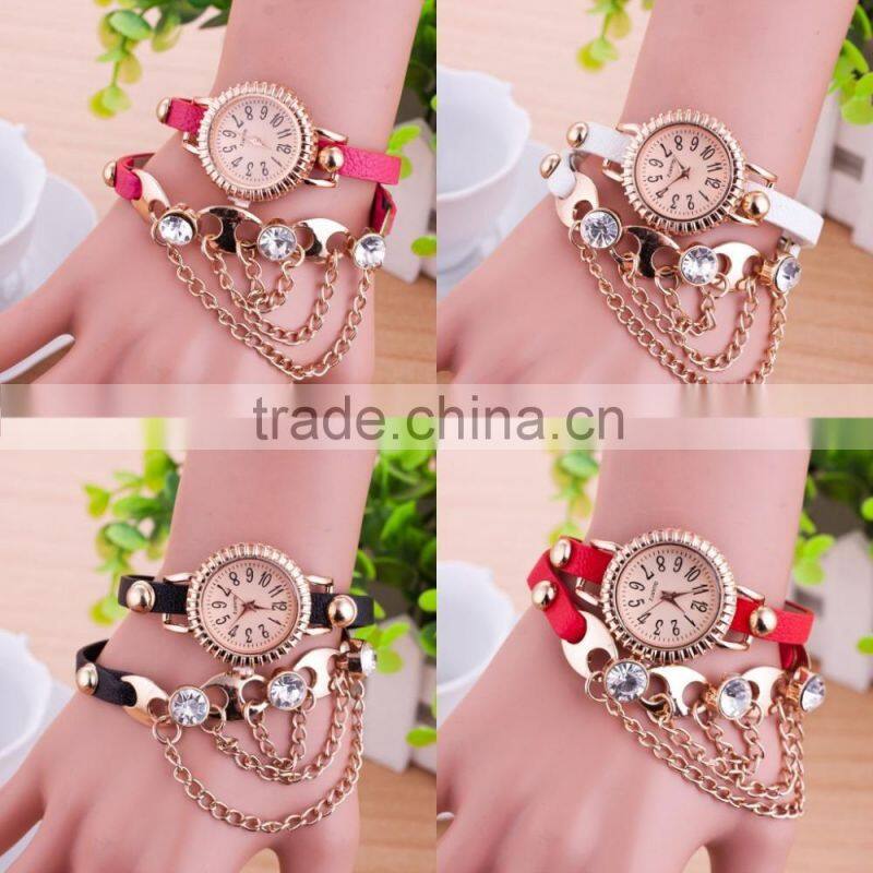 In Stock Geneva Perempuan Dots Kain Syal Band Circum Analog Pergelangan Kuarsa Menonton