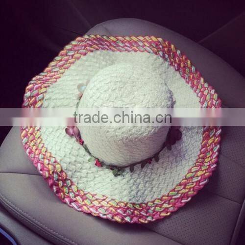 2016 fashion OEM selling colorful beach sun hats handmade boutique store new arrived girls straw hats