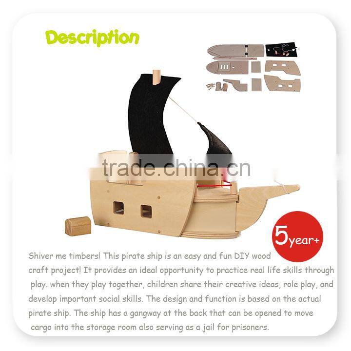 DIY Unfinished Wood Toy Pirate Ship wooden diy