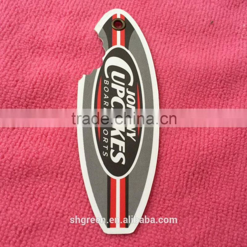 Printing cardboard hangtag with rope