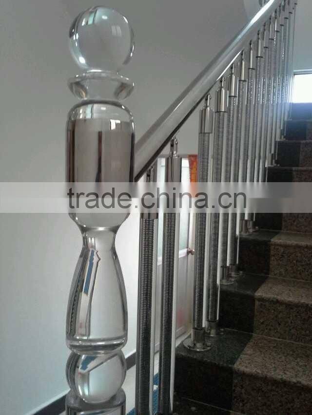 best price hot sale hotel acrylic stair baluster / crystal stair handrail in china