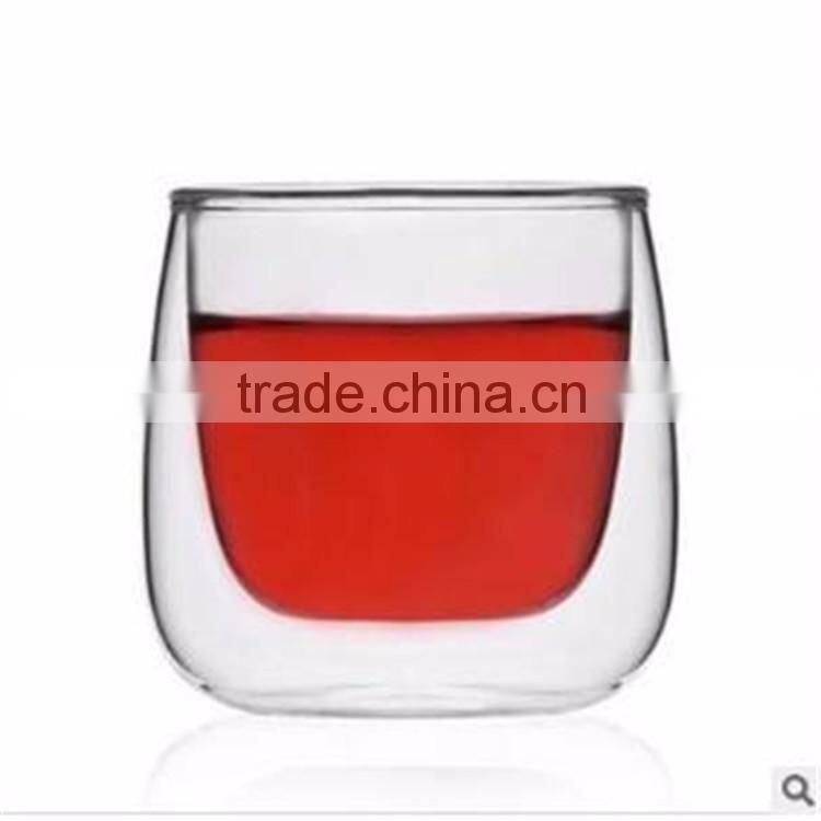Hand made borosilicate glass tea cup double wall glass cup in stock,small order can be accept