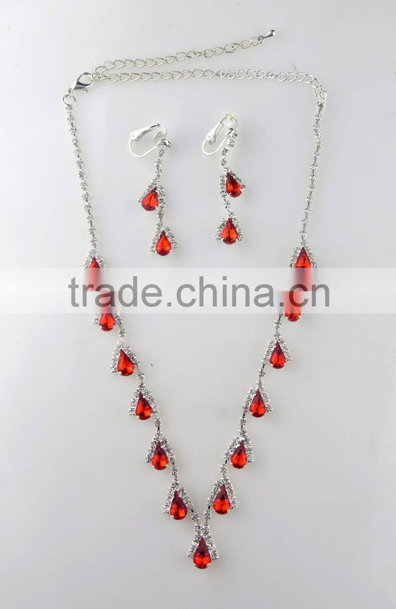 Wholesale hot selling women fashion indian ruby beads necklace set