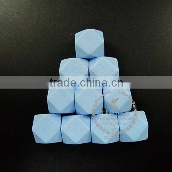 20*20*20mm painted color blue wood beads polyhedron beads DIY findings supplies 3000046